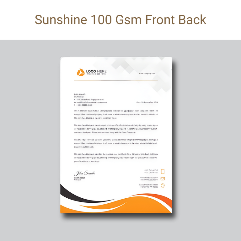 Picture of Sunshine Paper – 100 GSM – Front & Back