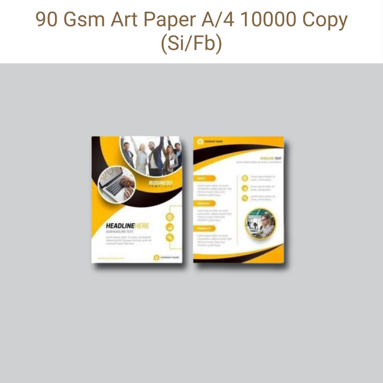 Picture of Art Paper – 90 GSM – A4 – Single/Front & Back – Qty 10000