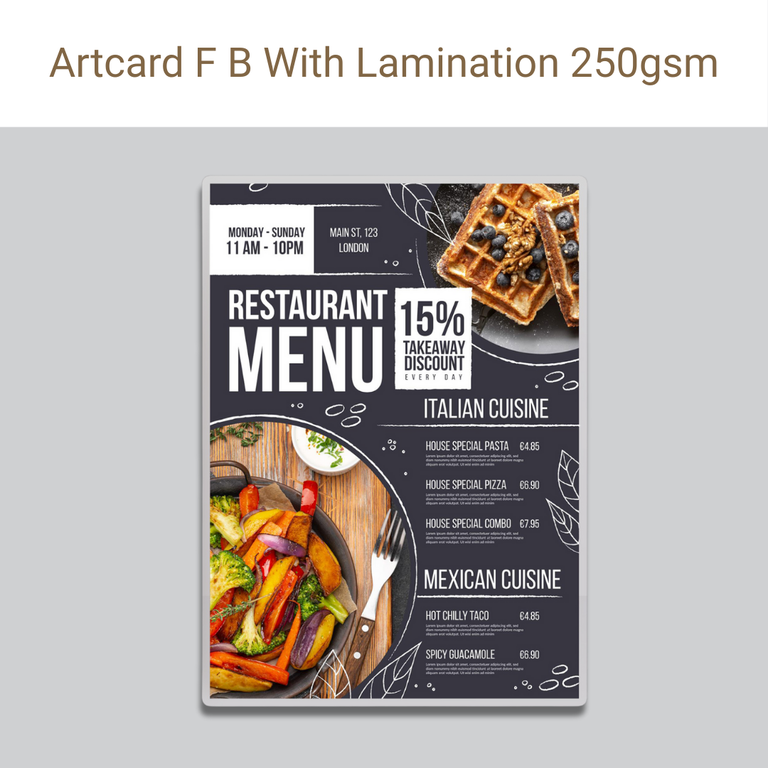 Picture of Art Card – 250 GSM – Front & Back – Lamination
